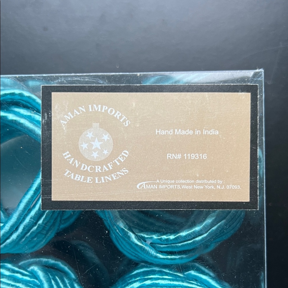 Decorative Teal Napkin Rings - Set of 4 - Picture 2 of 4